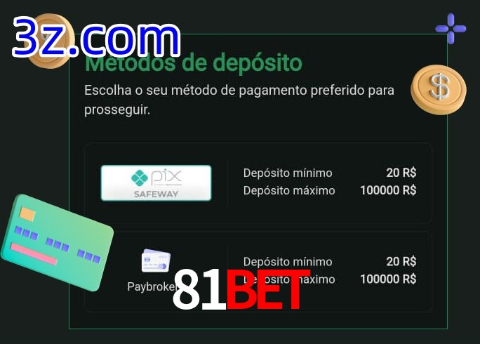 O cassino 81Bet oferece uma grande variedade de métodos de pagamento